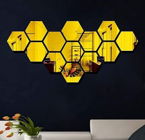 Hexagon Style Acrylic Mirror - Modern Home Decoration [13 pieces]