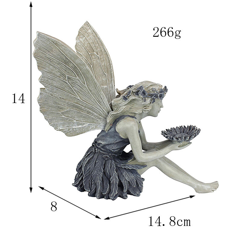 Fairy Sitting Garden Statue Ornament Decoration Resin Crafts Decor Accessories Home Landscaping Backyard Lawn Decoration
