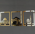 Masjid Al Aqsa, Masjid Al-Haram & Masjid An-Nabawi Islamic Wall Art | Wooden Acrylic Kaaba Wall Decor